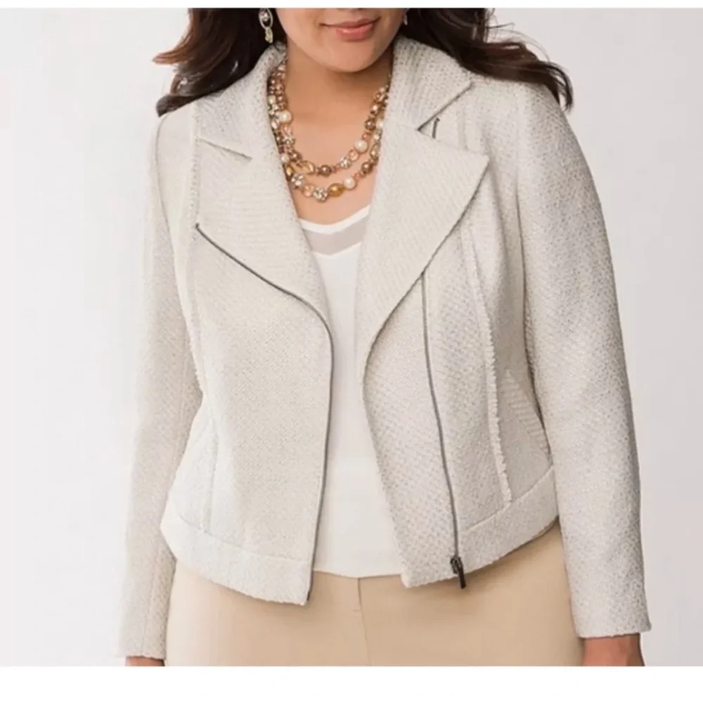Lane Bryant Cream Tweed Moto Jacket Size 26 NWT - Picture 11 of 11